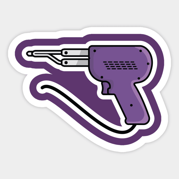 Electric Soldering Gun Tool Sticker vector illustration. Repairing hand tool object icon concept. Weller dual heat professional soldering gun sticker vector design. Sticker by AlviStudio